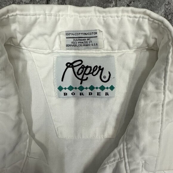 Vintage Roper Border Western Shirt Mens XL White Aztec Tribal Ranch Work Rodeo - Picture 3 of 7